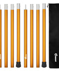 Adjustable Telescoping Aluminum Tarp Poles Set Of 2 For Camping And Backpacking with storage bag, eight-section, yellow color