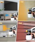 Heavy Duty HVLP Paint Sprayer With 1000 Watt Motor And Spacious 1200 Ml Cup used on furniture, cabinets, walls, and fences.