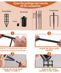 Assembly steps for Citronella Garden Torch Set Of Six With Large 16 Ounce Metal Torches 59 And A Half Inch Tall Outdoor Torches On Three Prong Grounded Stakes For Patio Pathway Backyard Parties And Lawn Decor That Pops.