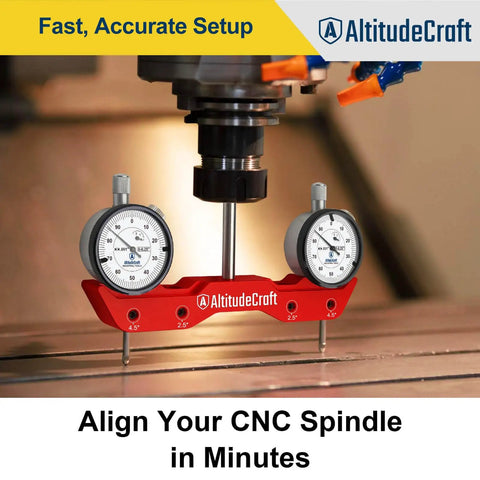 Pro Grade Dope Mill And Lathe Tramming System With Dual 0.001 Inch Dial Indicators, 1/4 Inch Shank CNC Router Calibration Tool on mill