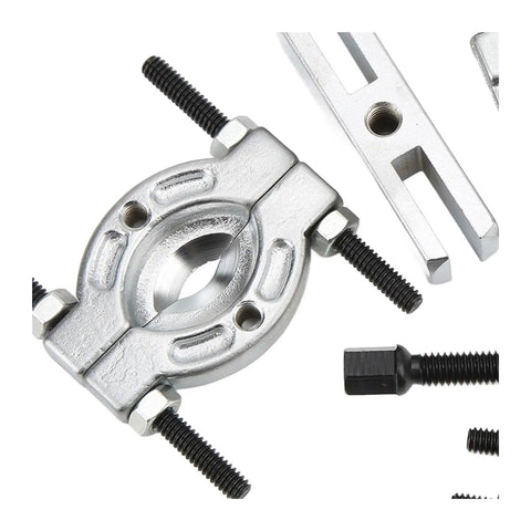 9 Pcs Bearing Puller Set For Garage Heroes Requiring Massive Torque To Yank Stuck Internal Bearings From Cars In A Flash Includes Box For Wheel Hub DIY Fixes And Keeping The Paper By Fixing It Yourself Down In The Garage. steel bearing puller with threaded bolts, shown close-up