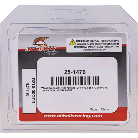 Packaging of Wheel Bearing Seal Kit 25-1476 For Yamaha with product code and warning labels visible.
