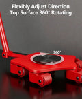 Heavy Duty Steel Machine Skates With Pull Handle For Moving Industrial Gear Up To 15 Tons, showcasing 360° rotating top surface.