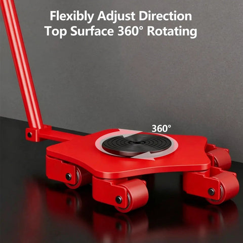 Heavy Duty Steel Machine Skates With Pull Handle For Moving Industrial Gear Up To 15 Tons, showcasing 360° rotating top surface.