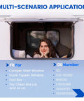 Multi-scenario application image featuring Heavy Duty 14 Inch Gas Struts 24 Lbs Lift Supports for camper shell window.