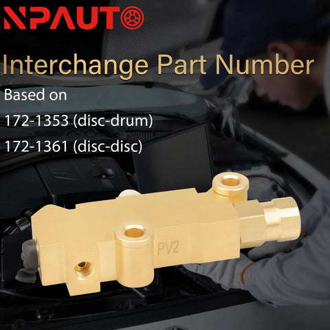 PV2 brass brake proportioning valve installed for disc-front and drum-rear brakes.