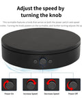 Close-up of the knob on the Foxvee 360 Degree Silent Rotating Display Stand Speed Adjustable Motorized Turntable for 3D Scan.
