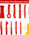 12-piece auto trim removal tool set showing various sizes, including plastic pry tools for auto interior panels doors molding dash and stereo removal.