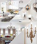Daylight 5000K Led Candelabra Bulbs E12 Small Base 60W Equivalent 500LM Non Dimmable B11 Bulb For Chandeliers And Ceiling Fans 120V 8 Pack With High 85 Plus CRI Energy Efficient Lighting installed in various chandelier styles in home settings.