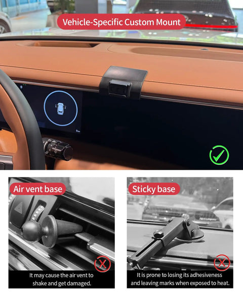 Custom Fit Auto Clamp Phone Mount For Hyundai Palisade 2026 showing dashboard installation, ergonomic design, and secure grip.