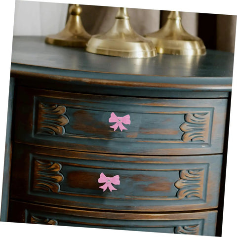 Super Dope Pink Bow Cabinet Pulls Pack Eight Piece Alloy Dresser Knobs For Girls Bedroom Refresh on vintage dresser drawers.