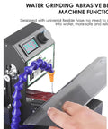 Mini Belt Sander Electric Polishing Machine For Metalworking And Wood showing water grinding function with digital screen and flexible hose.