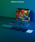 HDMI 2.1 AI Sync Box 2 With RGBWIC For 55 To 65 Inch TVs Delivers 8K 60Hz And 4K 144Hz, Screen And Lighting Sync For Immersive Home Theater And Gaming Setup, box contents with sync box, LED strip, cables, adapter and manual