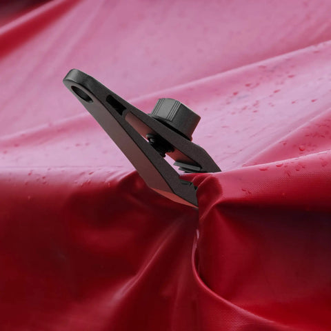 Heavy Duty Tarp Clips With Lock Grip Alligator Clamp For Tough Holding Power Multipurpose Tarp Tie Downs For Canvas Shade Cloth Tent Banner And Awnings 12 Pack securing red tarp