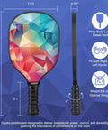 Lightweight Pickleball Paddles Set Of 4 With 4 Balls 4 Cooling Towels And Bag, premium wood core paddle with colorful design and dimensions