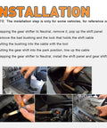 Gear Shift Bushing Kit For Armada Pathfinder Frontier Titan Xterra Infiniti QX56 QX80 Nissan Suzuki Equator Transmission Linkage Cable Bushing Repair Set 4 Pack 134193 349351LA0A 34935ZR00A installation instructions with images of hands replacing bushings.