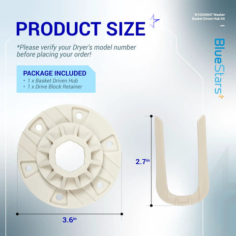 Washer Basket Driven Hub Kit Replacement For Maytag Whirlpool Kenmore Washers Replaces AP5665171 W10528947 MVWX655DW1 MVWC565FW1 Beefed Up Enhanced Design For Quiet Durable Performance