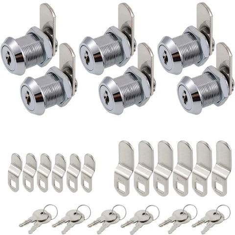Built Tough Five Eighth Inch Cam Locks Keyed Alike Six Pack Zinc Chrome Cabinet Drawer Security Easy Install Hardware Snug Fit For Mailboxes Tool Chests Rv Cabinet Storage