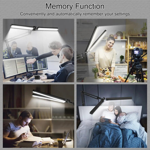 2 In 1 LED Desk Lamp With Clamp, 24W Ultra Bright Table Lamp in various home and office settings with flexible swing arm