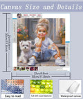 Dog Lover Diamond Painting Kit For Adults Beginners Full Diamond Dot Art DIY 12x12 Inch showing example and canvas details.