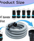 16 Foot Universal Dust Collection Hose For Home And Shop Vacuum Systems with 6 adapters shown coiled for woodworking use
