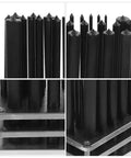 Pro Grade 28 Piece Cylindrical Punch Set With Positioning Base arranged in a metalholder, close-up view.