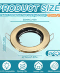 VIAPUICE GU10 Recessed Lighting Trims 2.1" Aperture with Spring Clip 2 Pcs | Bronze metal housing with dimensions and details.