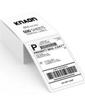 Stack of 4x6 Direct Thermal Shipping Labels Fanfold Pack of 500 with Ultra Strong Adhesive and printed barcode label on top