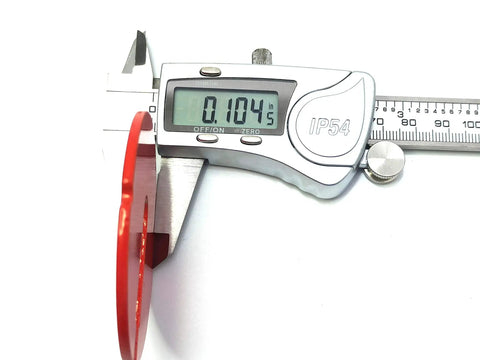 Digital caliper measuring thickness of Table Inserts Set Of Three For 14 Inch Band Saws Or Scroll Saws, 2.5 Inch Diameter