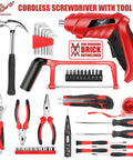 Everyday Home Tool Kit With 3.6V USB Electric Screwdriver, 43 Piece Cordless Drill Driver Set including hammer, pliers, tape measure.