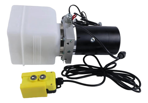 3 Quart Double Acting Hydraulic Pump 12V DC4442 For Dump Trailers And Tipper Systems Hydraulic Jacks Lift Tables Dump Bodies Leveling Equipment And Power Units with reservoir and remote control