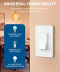 No Sweat Single Pole Three Way Slide Dimmer Light Switch With No Neutral Required For Smooth Led Cfl And Halogen Bulbs Dependable House Wall Control Box mounted on wall.