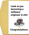 Funny Software Engineer Graduation Card For Computer Science Grads Perfect Gift For New Software Engineers Look At You Becoming A Software Engineer Congrats Card For Your Big Career Milestone with humorous text and computer graphic
