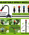 Drip Irrigation Kit Easy Install Auto Watering System 100 Feet With 24 Rotating 360 Degree Sprinkler Nozzles T Connectors visualization