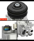 Top Rated AC Compressor With Clutch Pulley Assembly For Subaru Legacy And Outback 2013 Through 2019 2.5L H4 Engine close-up view showing details and connections.