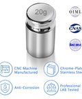 20g weight from Calibration Weight Set 60g Total M1 Class 1g 2g 5g 10g 20g Stainless Steel With Storage Box And Tweezers For Digital Scale