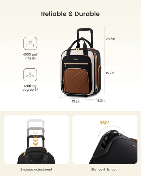 Underseat Carry On Luggage With Wheels Lightweight Soft Sided Personal Item Bag For Travel Airline Approved Size dimensions.