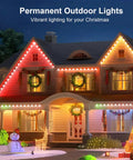 32.8 Foot RGB LED Strip Lights With Music Sync For Bedroom Living Room And Parties on house exterior Christmas
