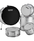 Ultimate 5-Piece Adult Drum Set Full Size Kit With Poplar Shells Warm Sound featuring a black bass drum and silver toms.