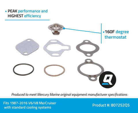 160 Degree Replacement Thermostat For MerCruiser V6 And V8 Marine Engines 1987 To 2016 components with gaskets