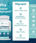 7 In 1 Brain Boost Stack With Magnesium Glycinate And Lithium Orotate 10 Mg Ashwagandha NAC And Omega 3 For Mood Boost Focus Memory Support Non GMO Vegan Capsules, 120 capsule bottle next to features checklist