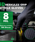 FINITEX black nitrile disposable gloves, 8 mil, powder-free, diamond-textured, box of 100, size L