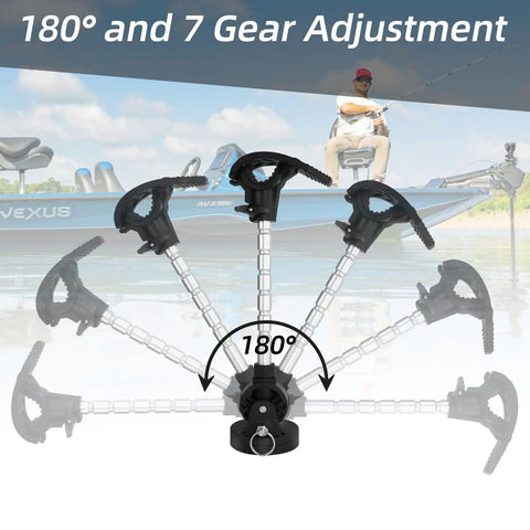 Stabilizer Mount For Trolling Motor Terrova Riptide Ulterra PowerDrive with 180° and 7 gear adjustment options visible.