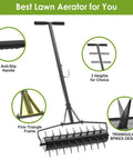 Rolling Lawn Aerator 23 Inch With Heavy Duty 2 Inch Star Shaped Spikes And Adjustable Height Handles Manual Garden Aerator