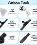 Various tools for Badass Commercial Carpet Cleaner 60L 3 In 1 Industrial Steam Vacuum including large and small suckers.