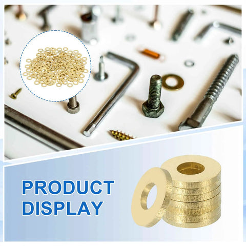 Brass Flat Washers Set For Bolts And Screws M2 Size 2mm Inner 5mm Outer 0.4mm Thick 320 Pack Crush Washer Kit display