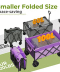 Purple Collapsible Wagon Cart With Wheels Heavy Duty Folding Utility Cart 220 Lb Capacity Portable Grocery Cart compared to others