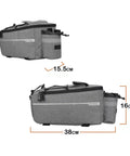 Waterproof Insulated Bike Rack Bag With 8 Liter Capacity For Bicycle Trunk Storage, showing gray material and dimensions.