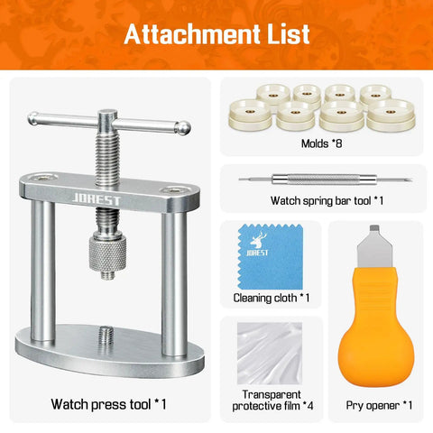 Watch Press Tool Set Back Case Closer For Closing The Back Cover And Battery Replacement Opener Remover Repair Kit For Round Dial Watches 22mm Through 42mm Pry Opening Case Back attachment list