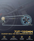 Badass 6000W Dual Motor Fat Tire Electric Bike For Adults Packed With An 80Ah Battery showcasing the 72T crankset and drivetrain components.